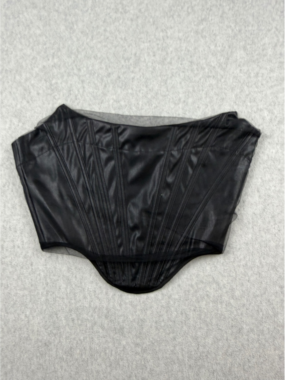 Windsor Black Faux Leather Mesh Corset Top Womens Medium Strapless Bustier NWT